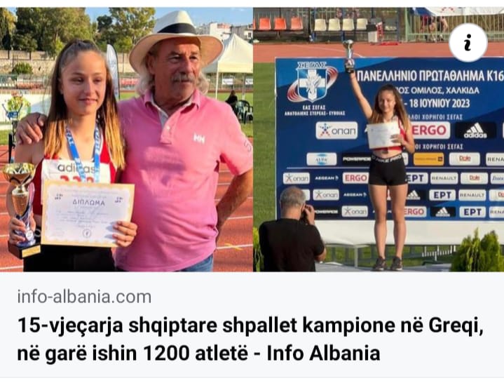 15-vjeçare shqiptare nga Miza e Divjakës kampione e atletikës në Greqi.